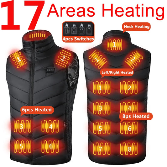 17 13 9 Areas Heated Vest Men Women Heating Vest Jacket Heated Vest Heated Down  Jacket  Winter