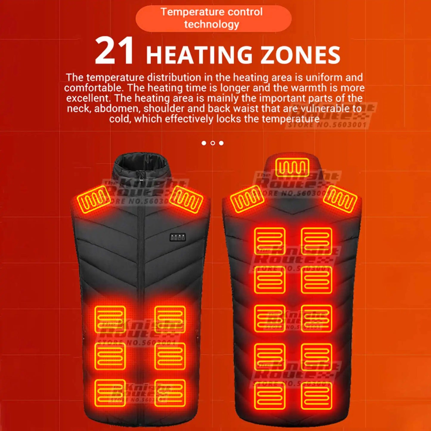 VEST 21 Areas Heated Vest Men Winter Heating Jackets Warm USB Vest Ski Motorcycle Jacket Thermal Mobile Phone APP Control Black