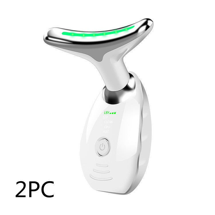 Neck Face Beauty Device Colorful LED Photon Therapy Skin Tighten Reduce Double Chin Anti Wrinkle Remove Lifting Massager